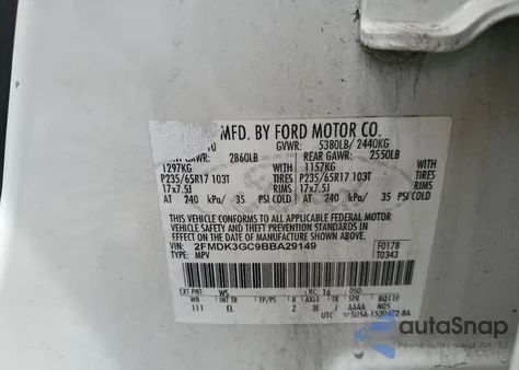 2011 Ford Edge Se from USA, damaged, VIN 2FMDK3GC9BBA29149